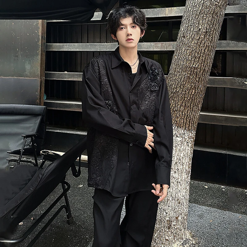 LUZHEN Floral Pattern Patchwork Design Long Sleeve Shirts Men's Fashion Elegant Temperament 2026 Spring Male Casual Tops JY9189