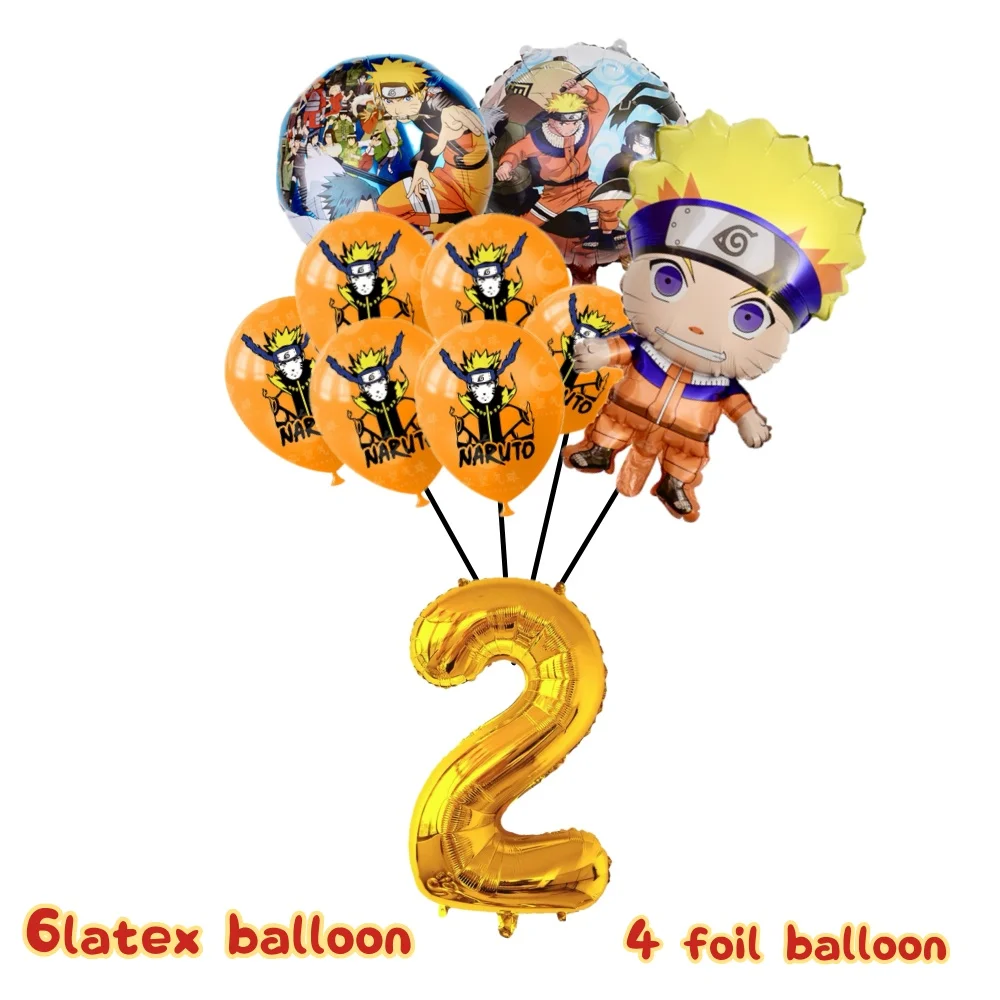مجموعة بالونات فويل لأعياد الميلاد من ناروتو، لوازم تزيين حفلات كرتونية، هدية لحفلات استقبال المولود الجديد باللون الأرجواني والأحمر والأصفر