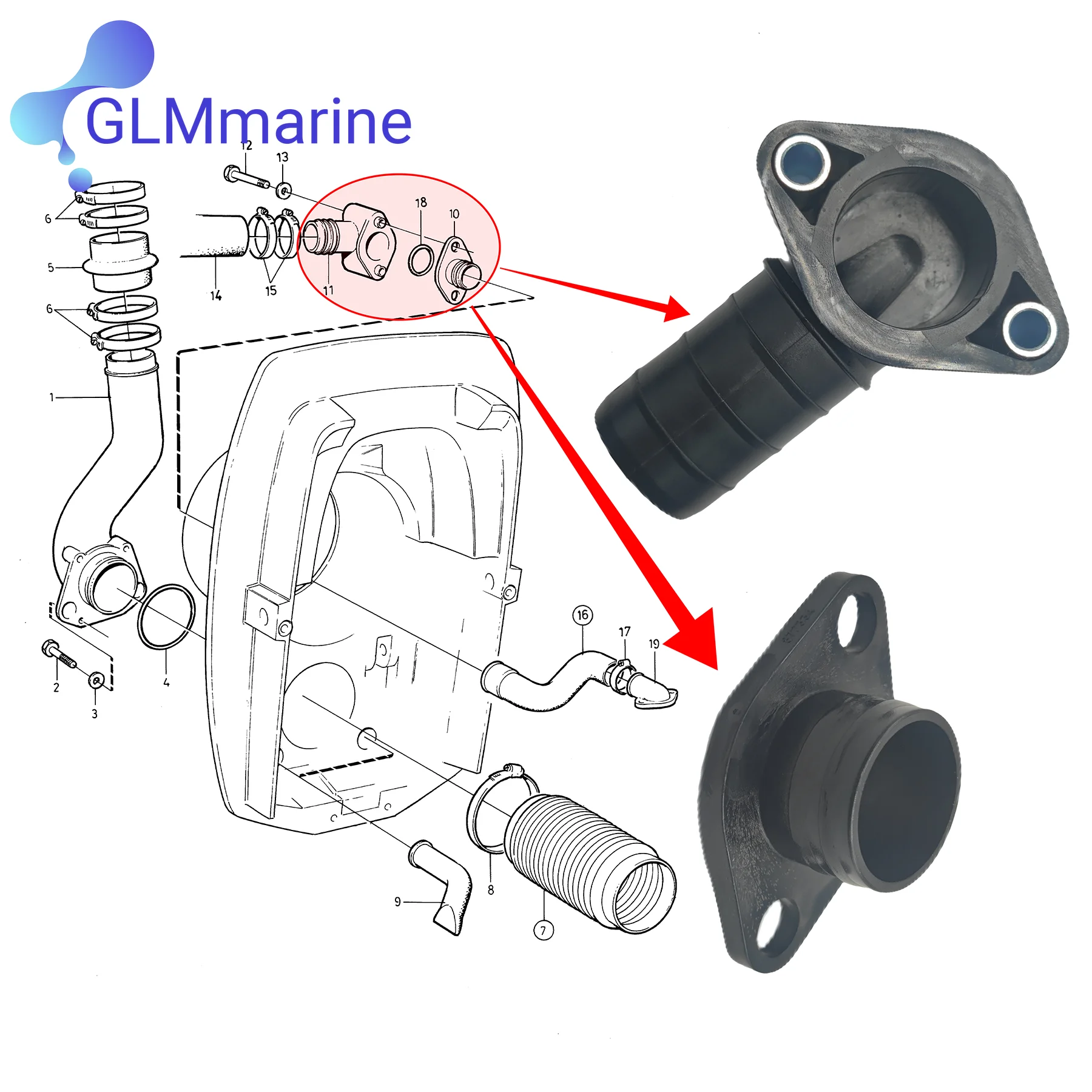 For Volvo Penta 872336 Hose Fitting Nipple Connection DP AD TAMD KAD 5.0 5.8 Motor Diesel 872334 0872338