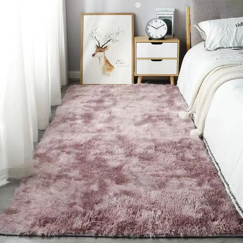 VIKAMA 40*60CM Silk Wool Rug Girls Room Living Room Bedroom Hotel Tie-Dye Cushion Washable Dirt Resistant Carpet