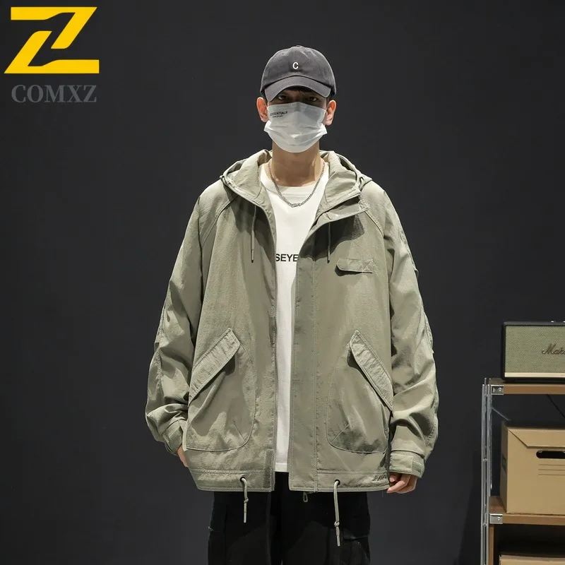 سترة رجالي فاخرة من COMXZ Urban Adventure مقاومة للرياح ومتينة للدراجات النارية، ملابس خريفية مريحة بغطاء للرأس #1