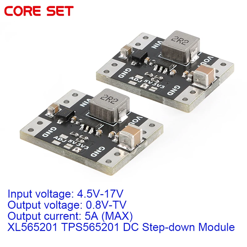 2 pz XL565201 ad alta potenza 5A 3.3V 5V DC-DC caricatore Step-down regolabile modulo di alimentazione scheda Buck 0.8V-7V 4.5V-17V TPS565201