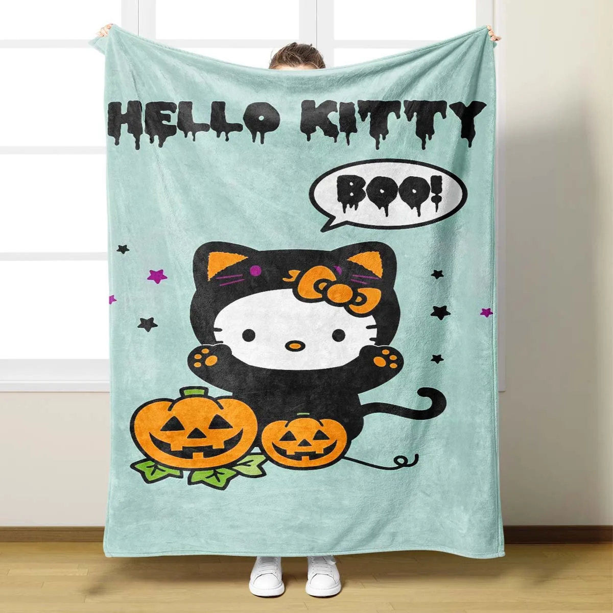 1.5*2m Sanrio Hello Kitty Halloween Blanket Universal Small Kuromi Quilt Cover Windproof Soft Plush Multifunctional Kids Blanket