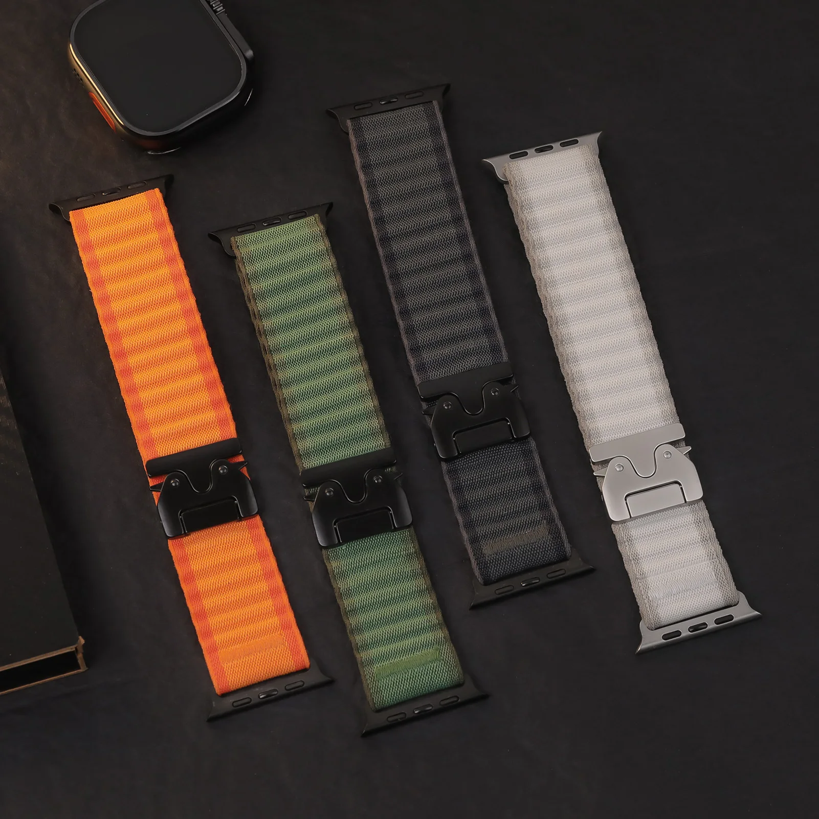 Apple Watch Ultra 2 용 나일론 시계 스트랩 49mm 밴드 44mm 40mm 41mm 46/42mm 45 38 낙하산 팔찌 IWatch 시리즈 10 9 8 7 65 SE