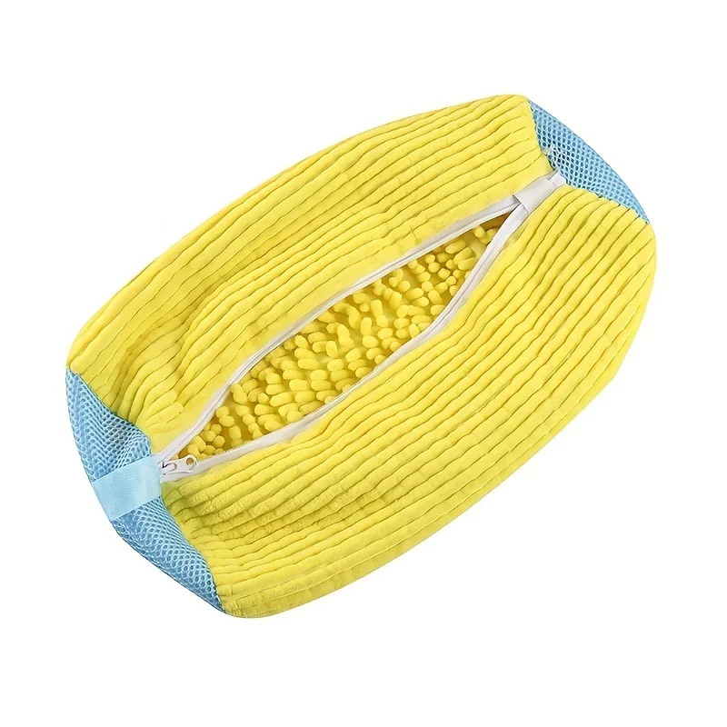 Durable Shoe Washing Machine Bag for All Shoe Types-Yellow with Blue Zipper,Ideal for Sneakers and Casual Shoes,Laundry Wash Bag view 3