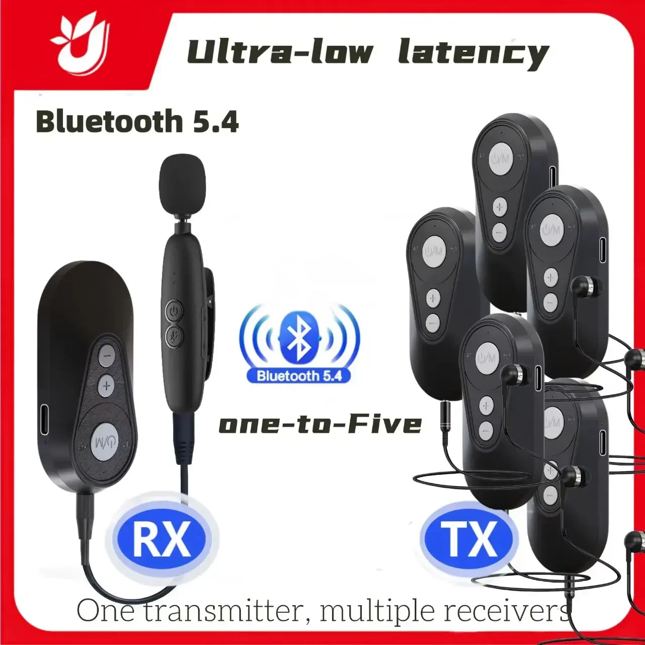 Bluetooth 5.4 one launch multi-accept boot second connection ultra-low latency 20 millisecond audio adapter Auracast USB AUX