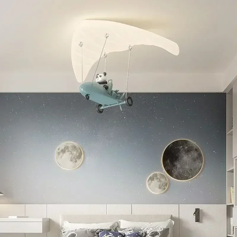 Children's Room Parachute Ceiling Lights Cute Panda Parachute Light LED Modern Warm Baby Room Boy Girl Room Decor Ceiling Lamps
