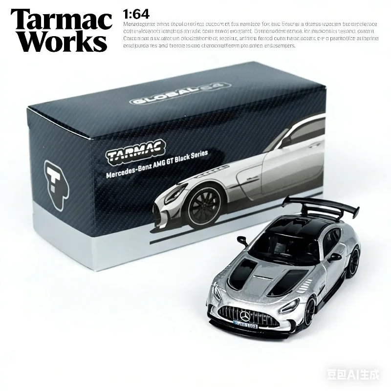 

Tarmac Works 1:64 AMG GT Silver Black Series C63 Alloy Cast Model - Static Simulation Car Set for Adult Collection