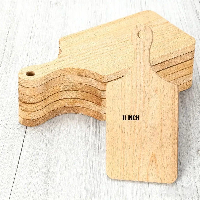 2pcs Bamboo Cutting Boards with Handle Wooden Serving Kitchen Chopping Boards for Pizza Bread Cheese Charcuterie Vegetables
