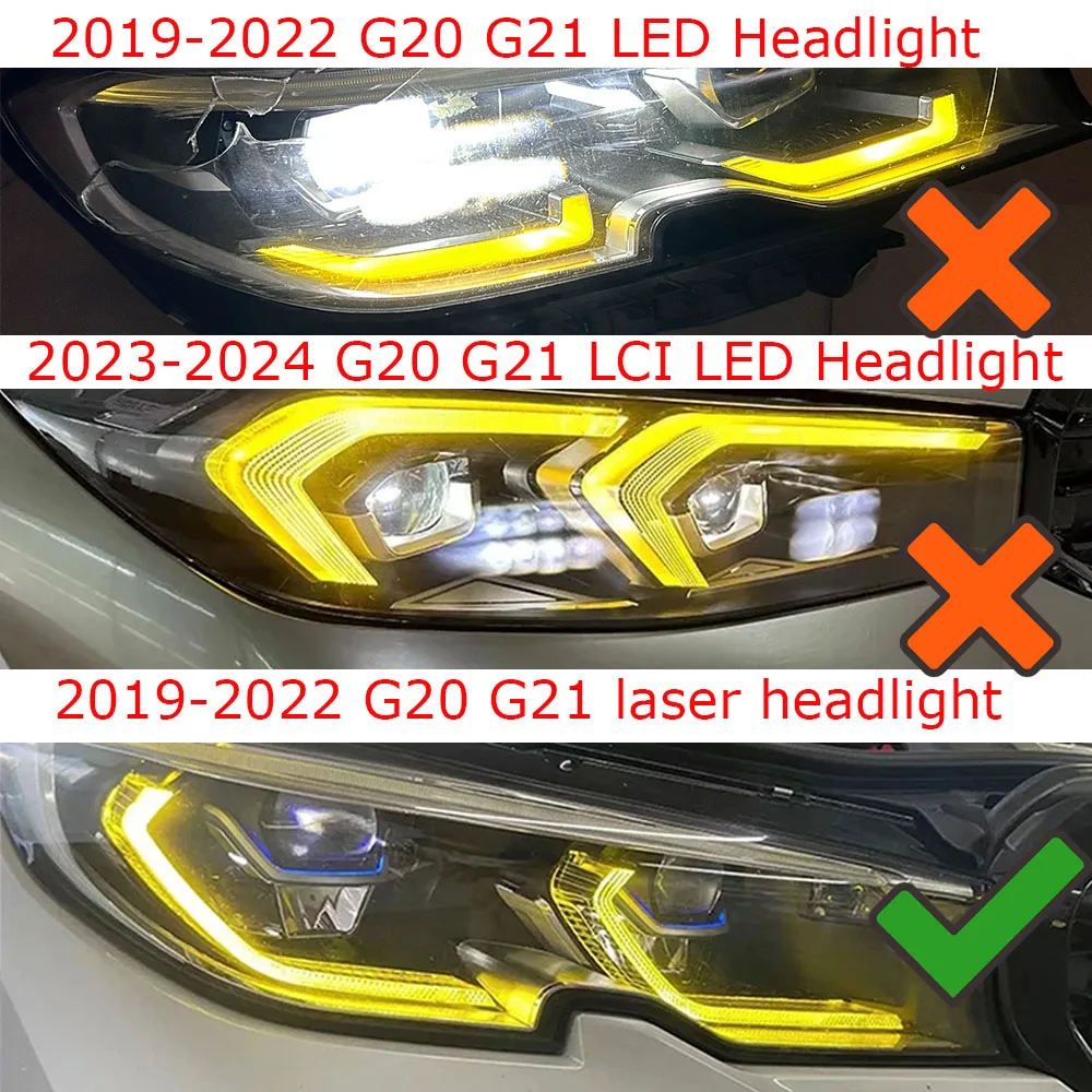 ไฟวิ่งกลางวันมะนาวสีเหลือง DRL สีฟ้าสีแดงสําหรับ 2019-2022 BMW เลเซอร์ไฟหน้า G20 G21 Superbright ชิปหลอดไฟอะไหล่