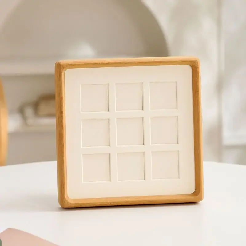 Square Wooden Photo Frame Teak 4-Cube Collage Frame with Rounded Corners for Home Display Premium Solid Wood Picture Frame