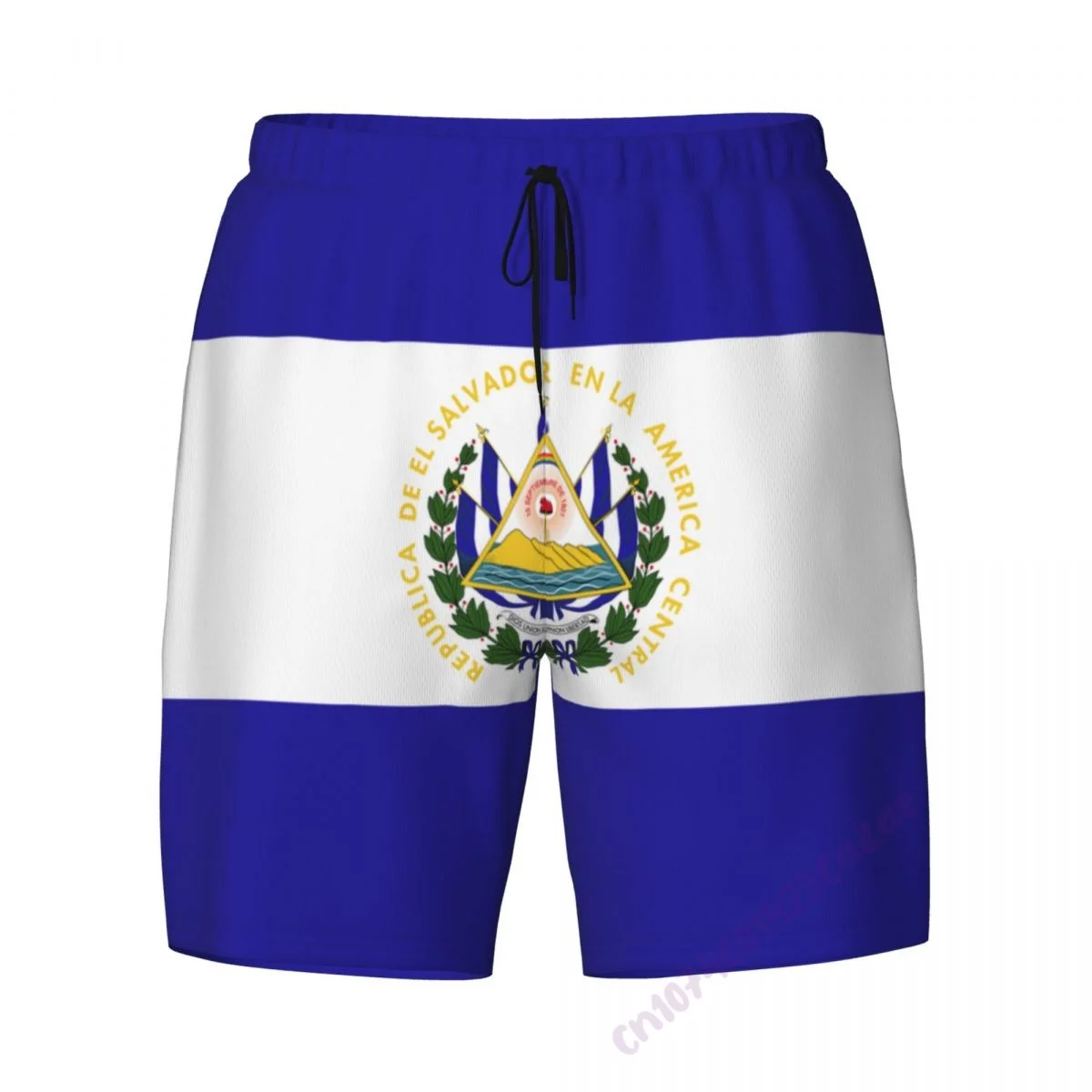 El Salvador Flag 3D Mens Swimming Trunks With Compression Liner 2 in 1 Quick-Dry Summer Swim Shorts With Pockets