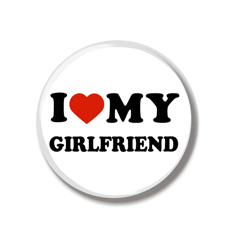 44MM I Love My Girlfriend Boyfriend Pin Soft Button Jewelry Creative Badge Cartoon Brooch Lapel Pin Bag Backpack Hat Decoration