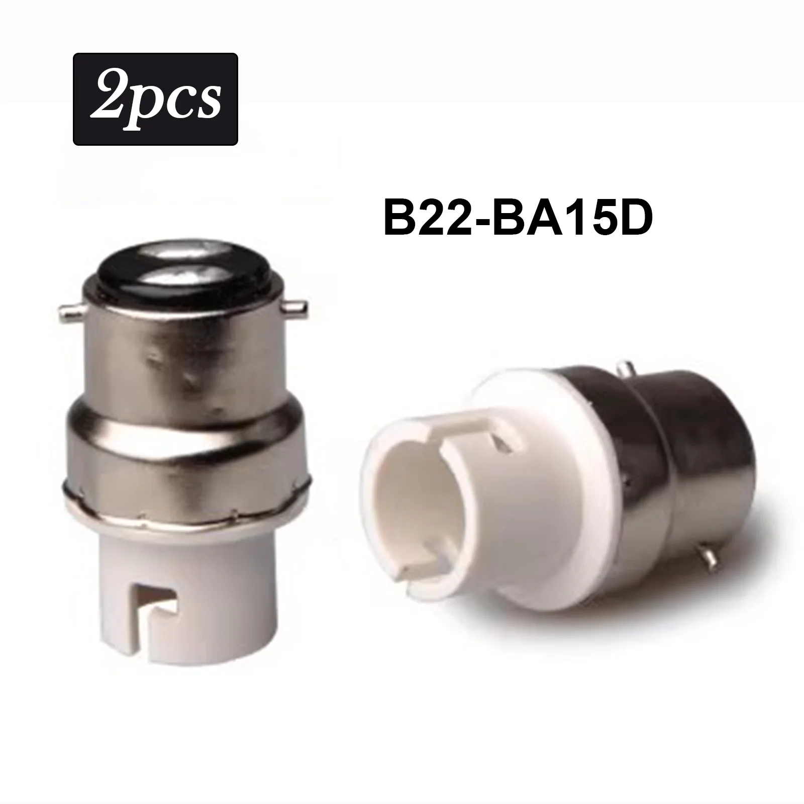 2pcs New B22 to BA15D Bulb Adapter, LED/CFL/Halogen Lamp Socket Converter, Light Holder Reducer