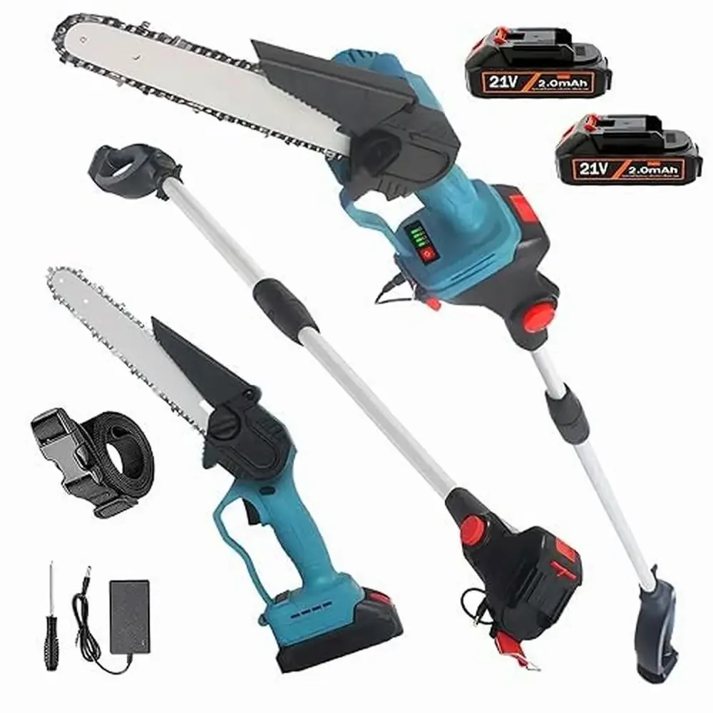 

Battery Powered Pole Saw & Mini Chainsaw Combo 21V Electric Brushless Pruning Tool Garden & Tree Cutting 5.9ft Extension Rod