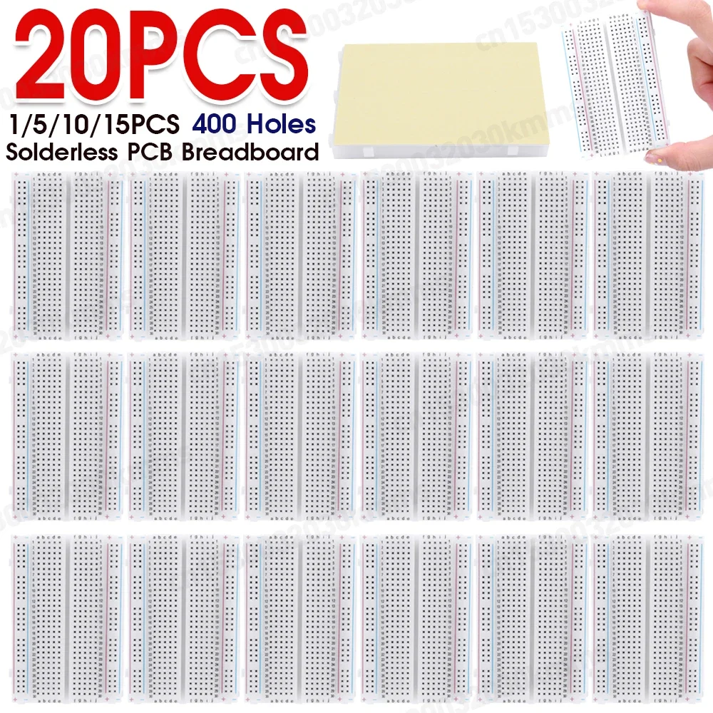 1-20pcs 400 Tie Points Solderless PCB Breadboard Spliceable Mini Universal Test Protoboard for Experiment Test Robot