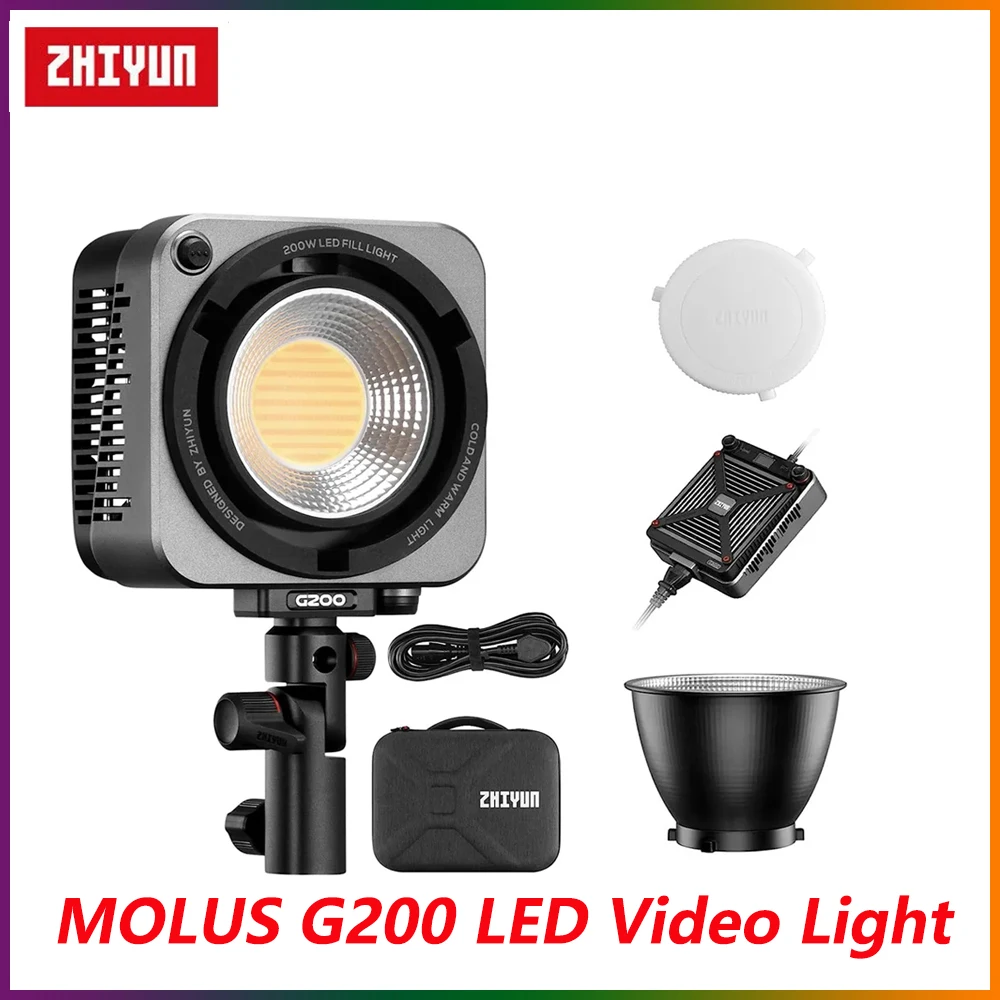 

ZHIYUN MOLUS G200 200W COB LED Video Light 2700K-6500K Photography Lighting For Photos Studio Video Outdoor Shooting