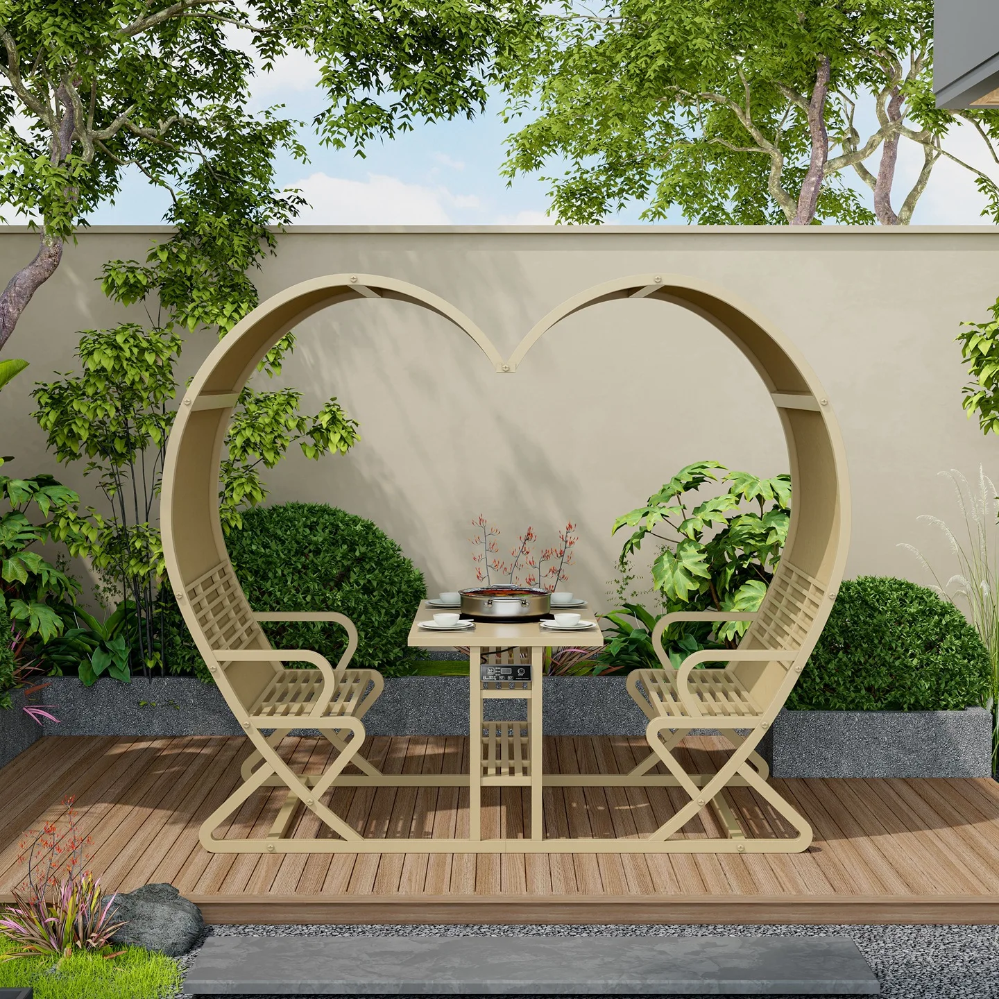 Outdoor swing seat scenic bed and breakfast park multi-person clock in the photo booth device ornament