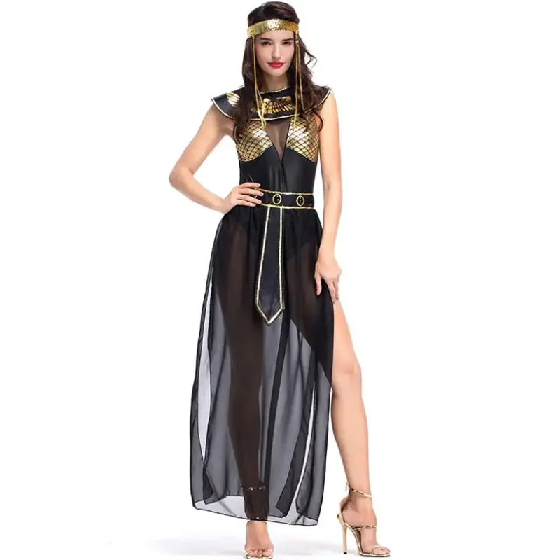 

Golden Ancient Egyptian Pharaoh Cleopatra Costume for Adult Women Halloween Carnival Costumes Egypt Queen Cosplay Fancy Dress