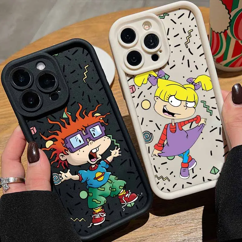 كارتون صبي وفتاة Rugrats Chuckie's لسامسونج غالاكسي S25 S24 S23 S22 S21 S20 FE ملاحظة 20 الترا زائد العين سلم لينة جراب هاتف