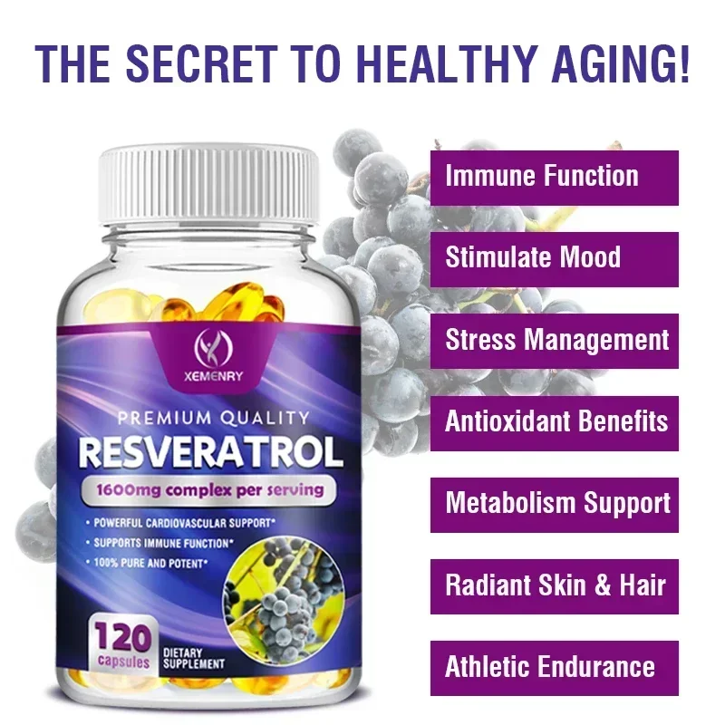 Resveratrol 1600mg - Enhances Energy and Endurance and Has Antioxidant Properties