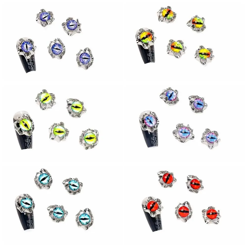 5Pcs/set Nail Supplies Halloween Demon Nail Decorations Halloween Nail Charms Devil Eye Pattern Halloween Demon Nail Accessories