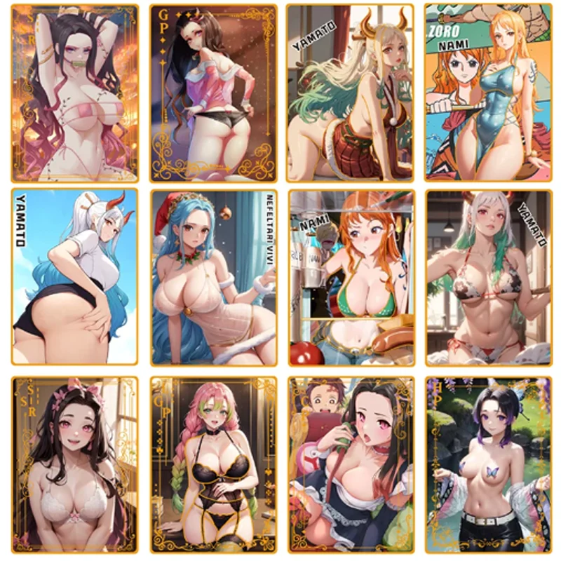 Goddess Story Metal Card All Anime Sexy Swimwear Girl Collection Card Yamato Nami Nezuko Mitsuri Boa Hankokku Girl