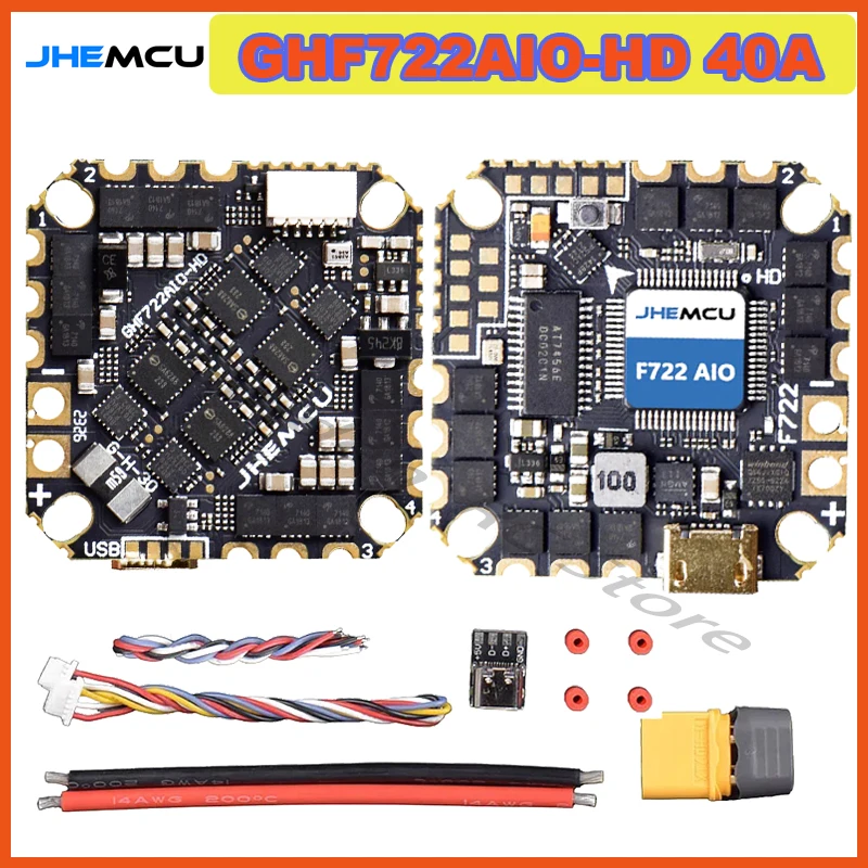 

Контроллер полета JHEMCU GHF722AIO-HD 40A Aio Baro OSD Blackbox F722 Blhelis 40A 4 в 1 ESC 2-6S для FPV Freestyle cineобруч