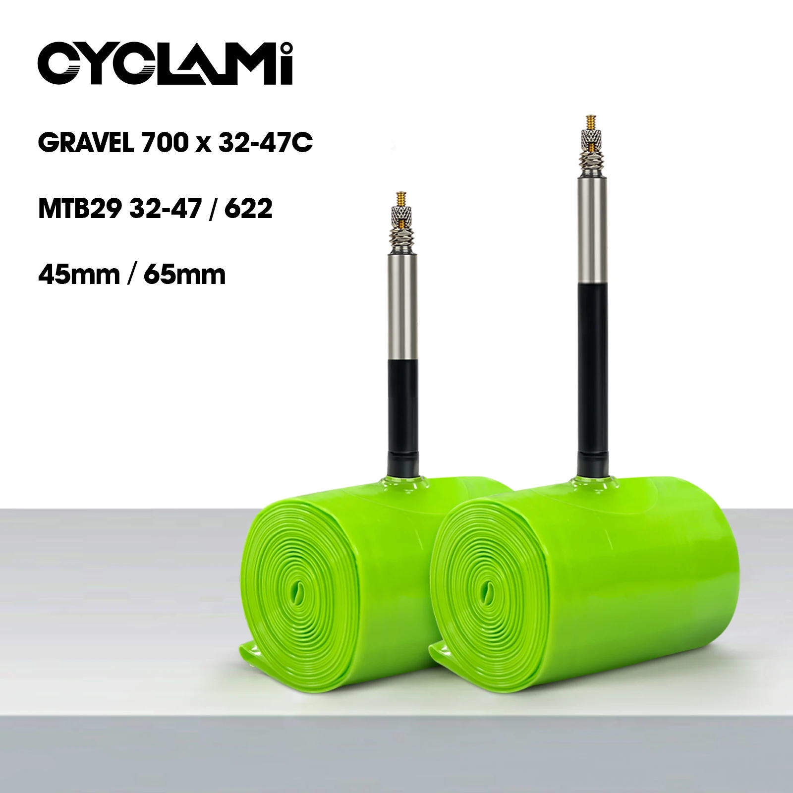 Chambre à air CYCLAMI pour vélo de gravier, route, tout-terrain, VTT, en TPU, valve Presta 45 65, ultralégère, MTB29 700C x 32c 35c 37c 40c 47c