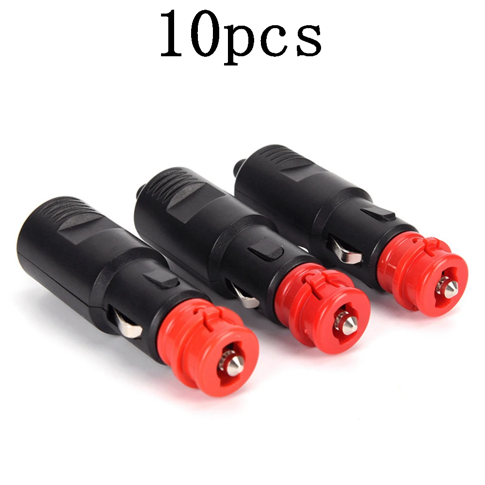 10PC Universal 12V-24V Car Cigarette Lighter Plug Socket Power Plug Connection Cigaret Socket Adaptor Male Plug