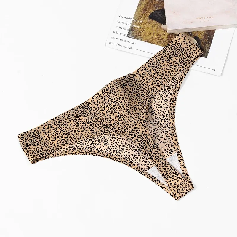 Fashion Leopard Thongs Woman Seamless Underwear Sexy Lingerie Breathable Cozy G-Strings Hot T-Back