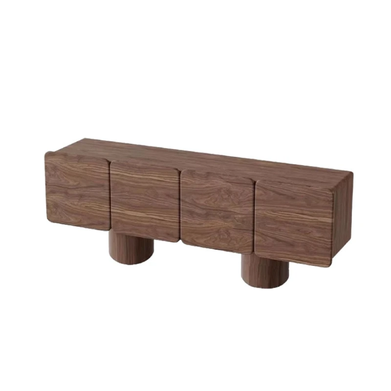 

Black walnut wood sideboard integrated wall-to-wall small retro creative storage cabinet