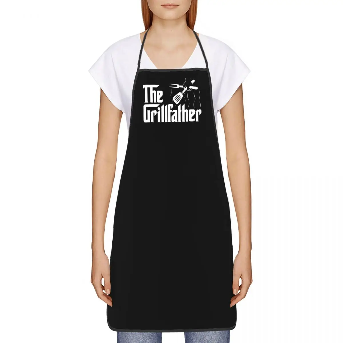 Custom The Grillfather Funny Apron Men Women Adult Unisex Kitchen Chef Bib Tablier Cuisine Cooking Baking Gardening