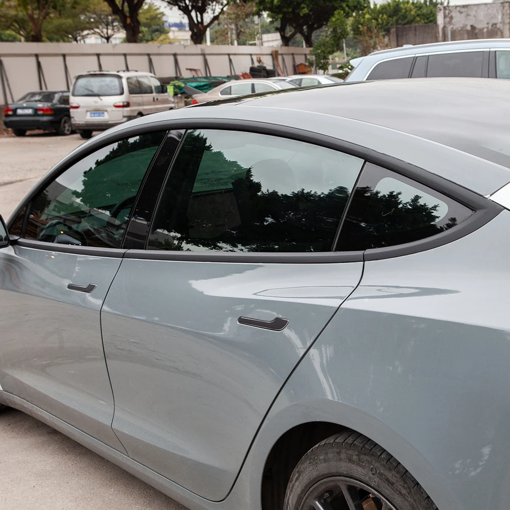 Pegatina para MARCO DE VENTANA DE COCHE Tesla Model 3, accesorios de decoración Exterior, manija de puerta de PVC, tiras protectoras negras,