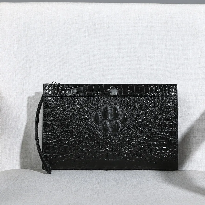 

Crocodile Pattern Men's Handbag Casual Large Capacity Top Layer Cowhide Envelope