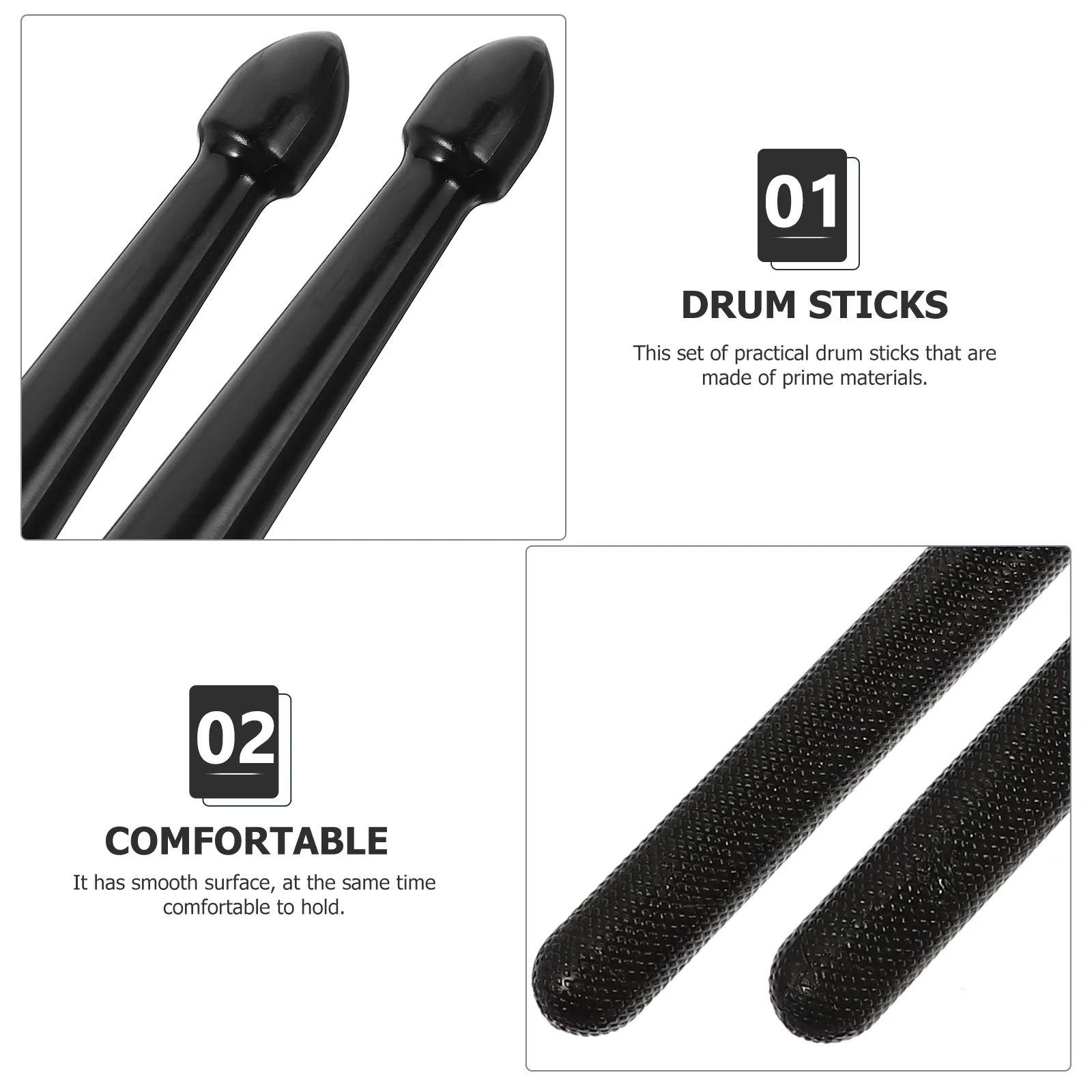 

3 Pairs Nylon Drum Stick Practical Drumstick Sticks Black Fiber Drumsticks Musical Percussion Kit Instrument Stage