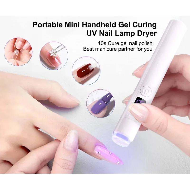 يده جل الأظافر ضوء الخطي الشكل USB قابلة للشحن شاشة ديجيتال صغيرة المحمولة مسمار مجفف مصباح للسفر المنزل