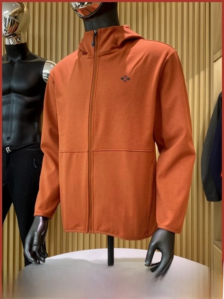 

Мужской повседневный открытый кардиган с капюшоном для занятий спортом на открытом воздухе, дышащий ветрозащитный осенне-зимний вязаный пальто из полиэфирного волокна