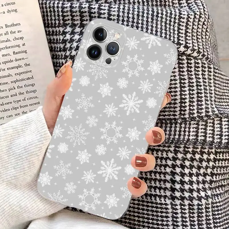 Christmas Snowflake Phone Case Silicone Soft for iphone 14 13 12 11 Pro Mini XS MAX 8 7 6 Plus X XS XR Cover