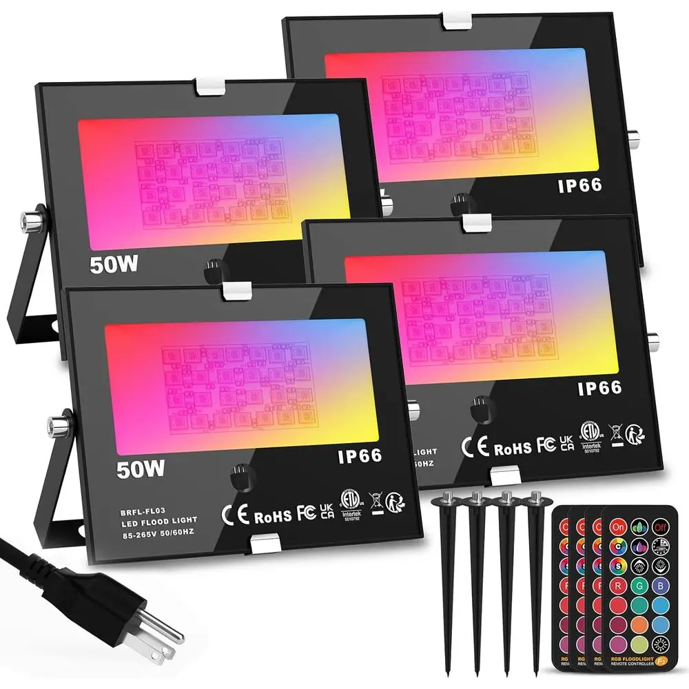 

Уличный светодиодный прожектор RGB 50 Вт с изменением цвета, водонепроницаемый, для ландшафтного освещения, для сада и двора