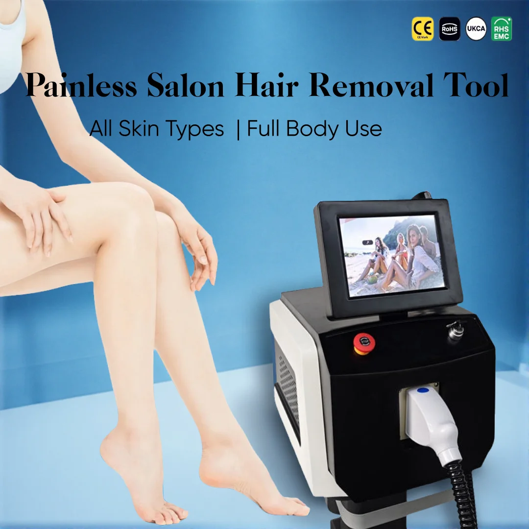 

Diode Laser Hair Removal 4 Wavelengths Skin Rejuvenation CE Certified For Face Body Bikini Line At-Home Salon Use