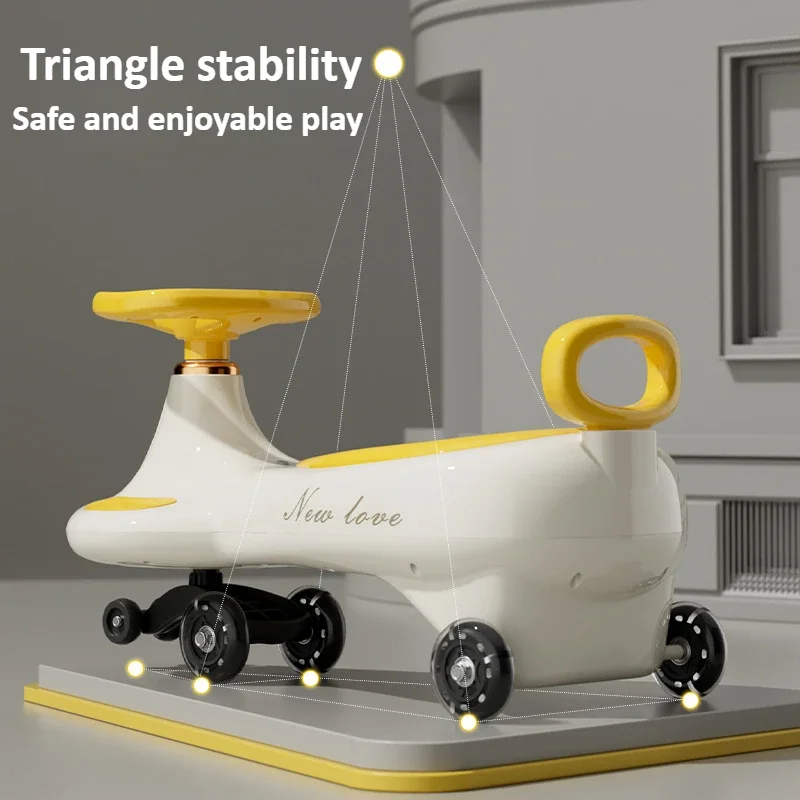 ของเล่นเด็ก Wiggle Car Ride On พร้อมดนตรีและการออกแบบป้องกันปลายแสง 360 °   ที่เก็บล้อหมุนสําหรับสนามเด็กเล่นกลางแจ้งสําหรับเด็กผู้หญิง