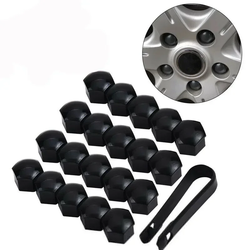 20 Pcs Nut Cap Gloss Black Alloy Wheel Nut Bolt Covers Cap Universal-Set For Any Car ABS Plastic Black 22 Mm X 18 Mm Wear Parts