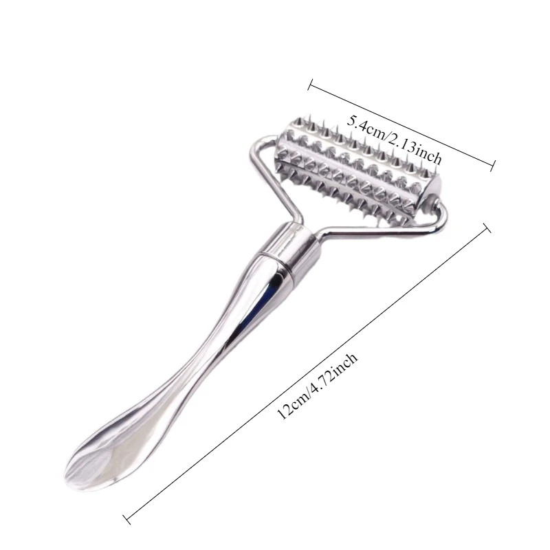 Gesichtsroller-Massagegerät aus Zinklegierung – doppelseitiges Hautpflegewerkzeug mit Nadel und glatten Rollen für Gesicht und Hals