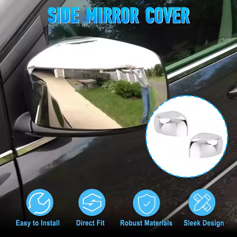 2Pcs Car Left Right Side Rearview Mirror Covers Case Trim Chrome For Dodge Grand Caravan Chrysler Town &amp; Country 2008-2016