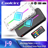 TEUCER 5V 3pin Fan Hub ARGB PWM 4pin 1 To 9 Ports Splitter SATA Power Magnetic Suction ARGB Fan Controller for PC Case Fan