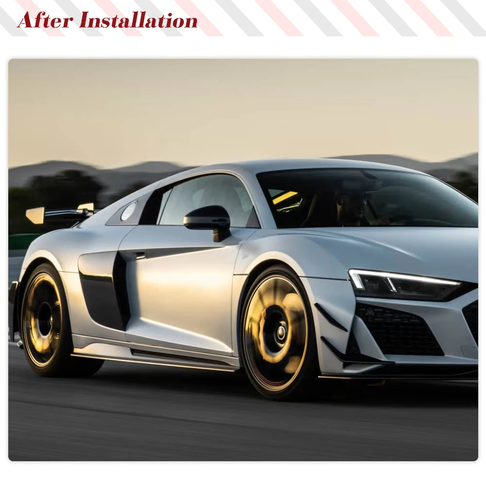 Car Dry Carbon Side Skirts Bumper Lip Extensions Spoiler for Audi R8 V10 GT Performance Coupe 2023 New R8 Carbon Car Kits