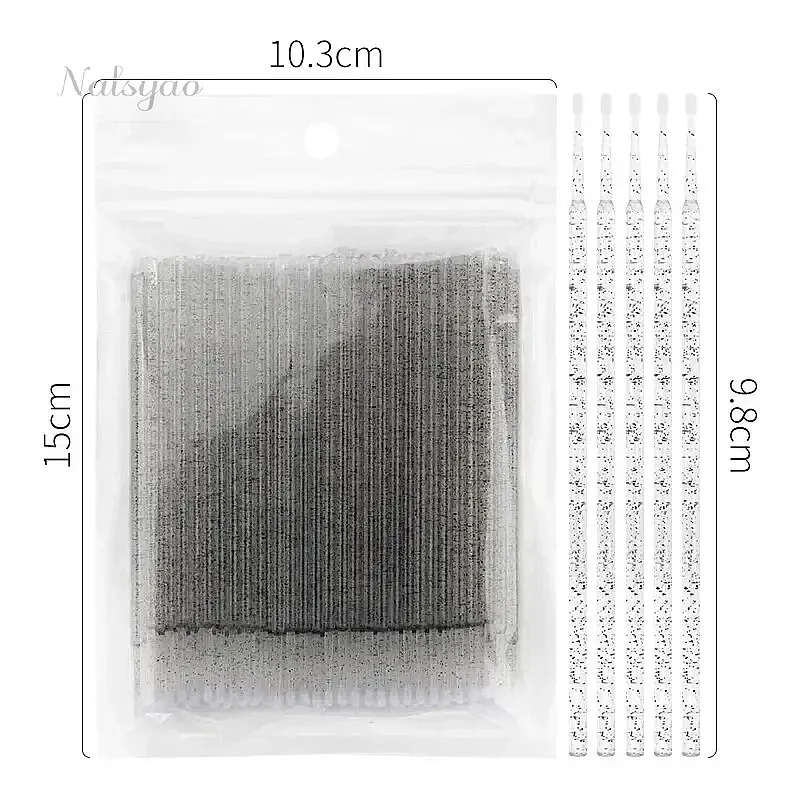 100 Pcs Disposable Crystal Micro Brushes Makeup Swab Eyelash Extension Microbrush Tools Individual Lashes Removing