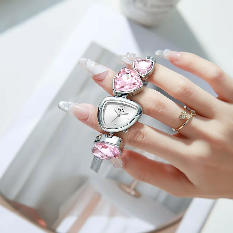 High Beauty Women Watch Light Luxury Inlaid Diamond Chain Wristwatch Niche Irregular Dial Female Fashion Bracelet Watches Gift