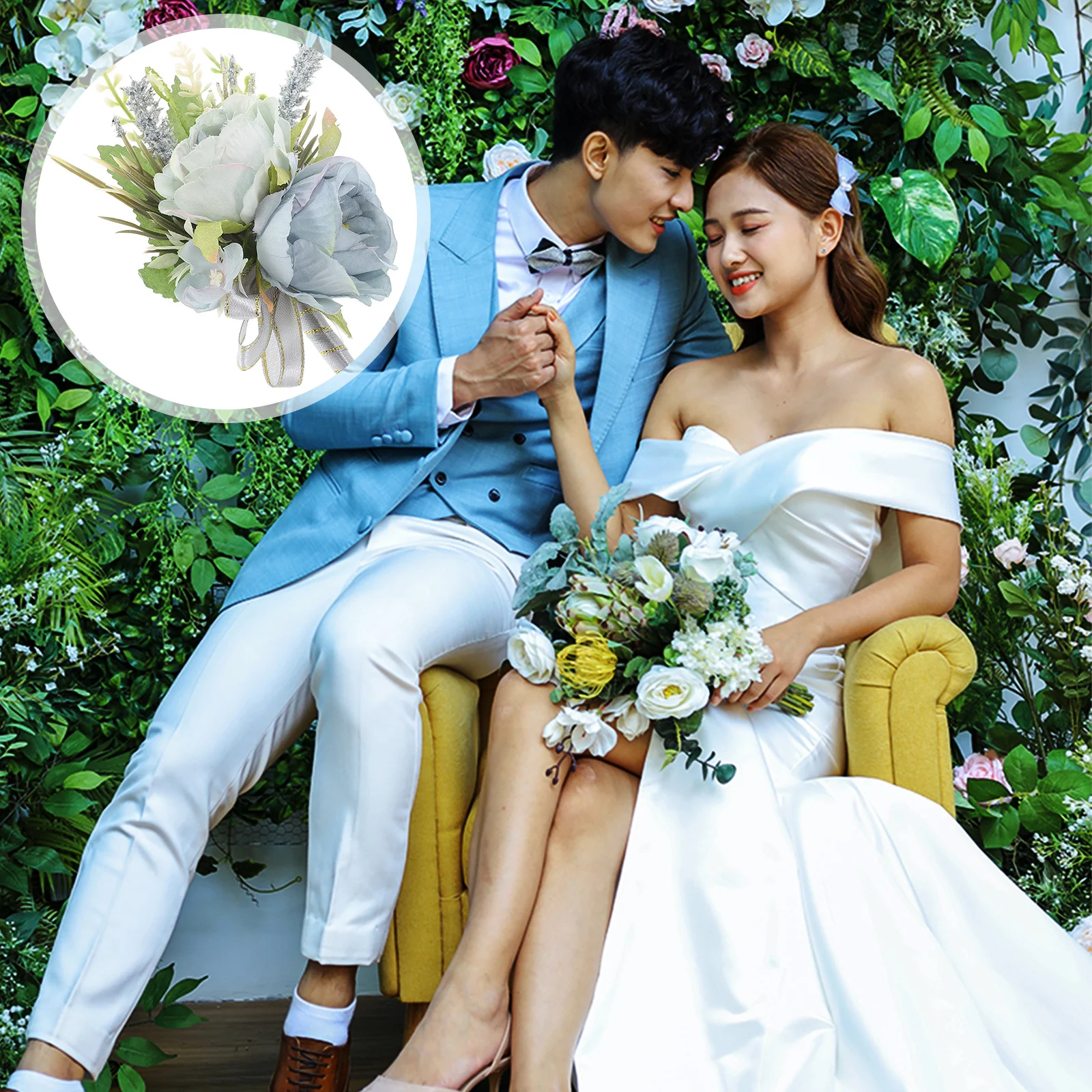 Элегантный корсаж из искусственной розы, реалистичная свадебная бутоньерка с цветочным принтом, свадебная подружка невесты, украшение для жениха, выпускной корсаж